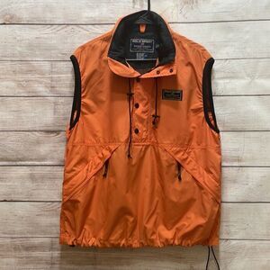 POLO RALPH LAUREN SPORT HOODED ZIP FRONT NYLON VEST IN ORANGE